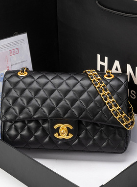 品牌女士CF经典菱格款真皮斜挎包小香风级感女包时尚肩腋下包