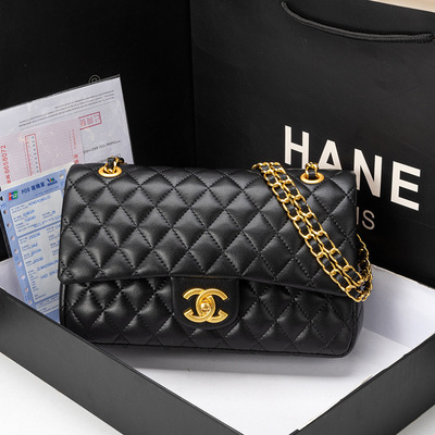 品牌CF经典菱格款真皮斜挎包小香风包包级感女包时尚肩腋下包