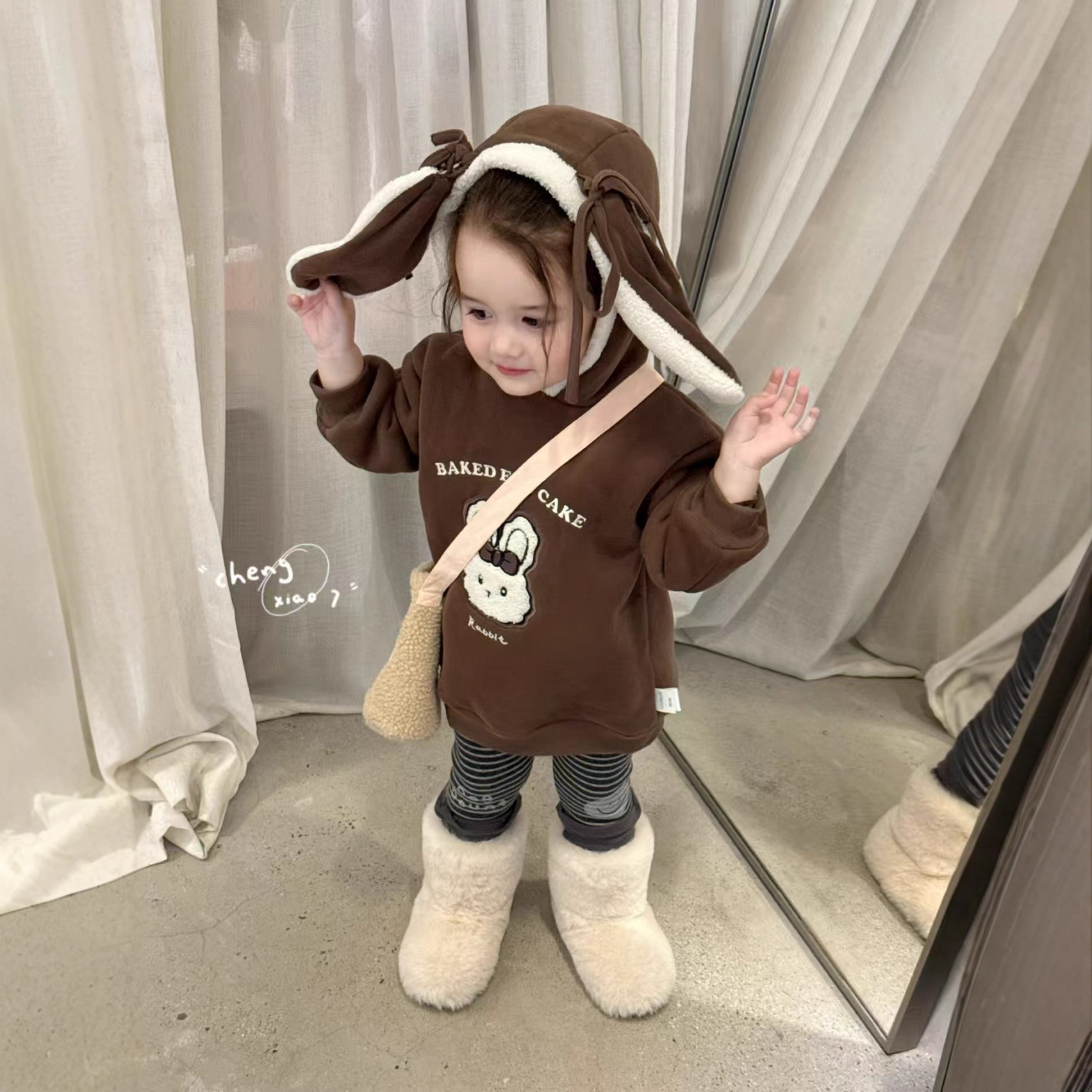 档口童装橙小七2025深秋款加厚上新现货打底裤XQ55281灰条特卖