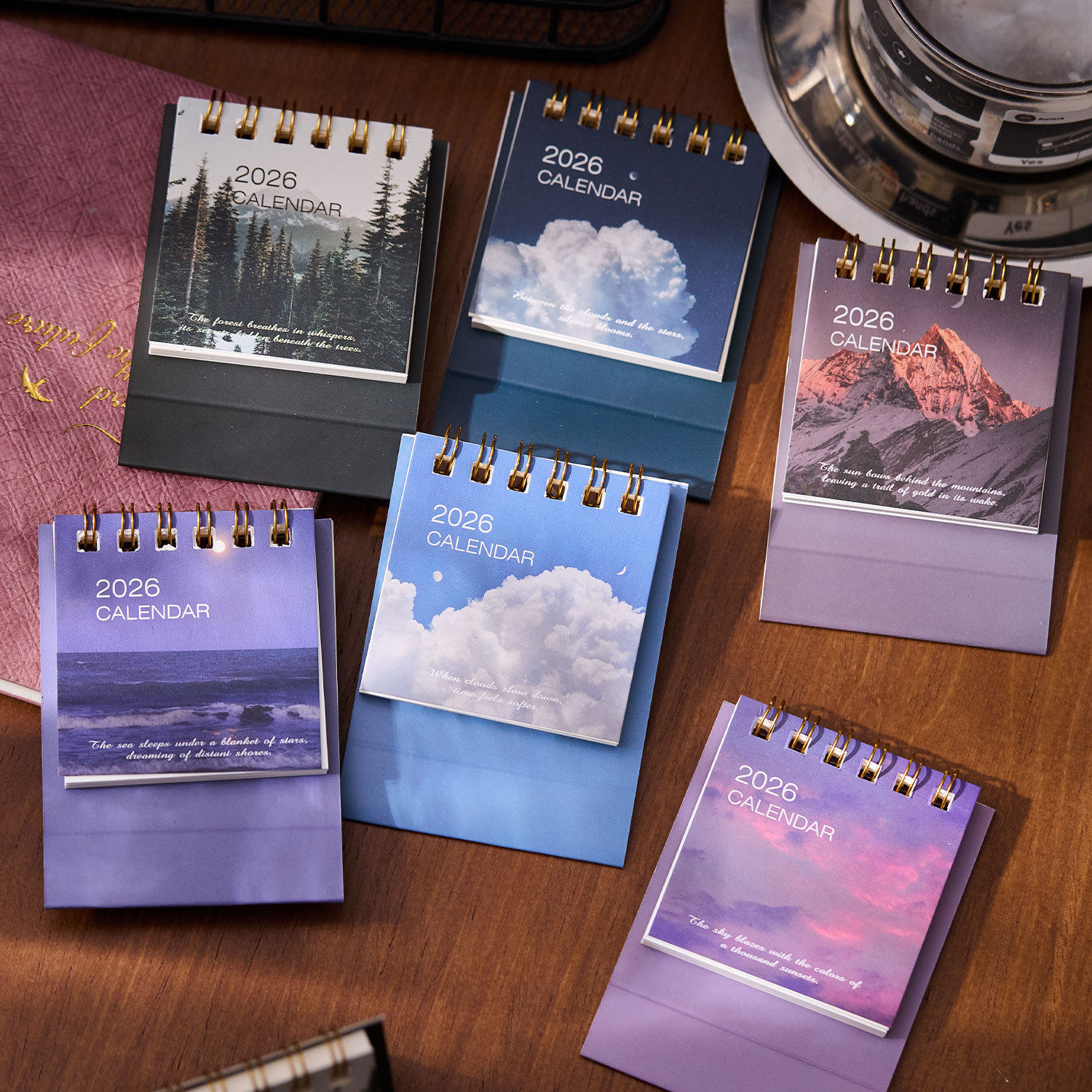 早沫迷你小台历2026年白日星光系列创意风景日历学生记事桌面摆件