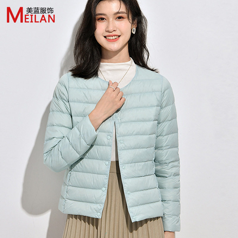 秋冬季短款轻薄羽绒服圆领