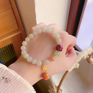 青青子衿~超仙文艺复古优雅青玉手串女文创网红同款铃兰手链