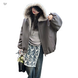 女童加绒加厚外套2025冬季新款中大童双面穿连帽棉衣韩系短款夹克，童装外套，祺儿童装