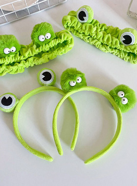 跨境超萌可爱青蛙卡通发箍女洗脸束发带韩国搞怪小怪兽托斯卡头箍