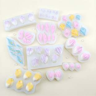 郁金香刮刀花模具桑花叶子花蕊硅胶模具翻糖巧克力蛋糕烘焙装饰模