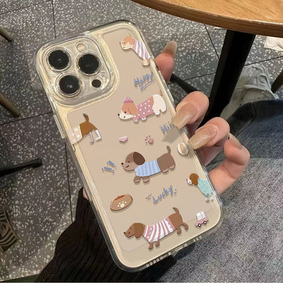 Clear Transparent Space Case Dachshund Pattern Phone Case 适用 iPhone 17 Pro Max 16 13 Pro 11