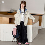 女童加绒外套2025年秋冬新款中大童格子卫衣开衫卡通刺绣外出上衣，童装外套，祺儿童装