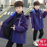 儿童装童三合一冲锋衣秋冬款可拆卸中大童孩夹棉外套加厚潮服，童装外套，祺儿童装