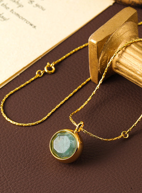 韩国OD简约风天然石吊坠项链女轻奢小众锁骨链项链夏季饰品级感