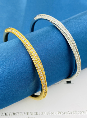 设计感高级小众简约手镯轻奢法式锆石开口手镯