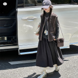 女童秋冬套装2025新款中大童韩系打底衫马甲花边半身裙三件套春秋，童装休闲套装，祺儿童装