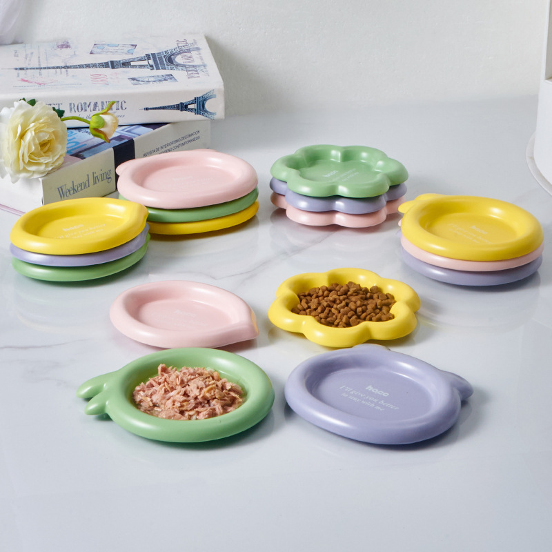 韩式陶瓷碗猫咪吃饭幼猫食盆头零食冻干餐盘矮脚猫碟盘子宠物碗