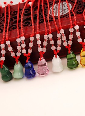 义乌饰品水晶葫芦小吊坠女挂件儿童礼物玻璃项链吊坠葫芦吊坠