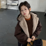 女童加厚外套2025冬季新款韩系双面穿派克服中大童韩系短款夹克衫，童装外套，祺儿童装