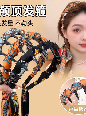 宫廷繁花飘带发箍女2026年新款时尚发带丝巾绑发外出百搭编发头饰
