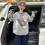 灰色一体绒毛衣+藏青糯米羊绒裤