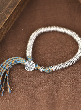 盘缠足银手链小众设计国风手环女