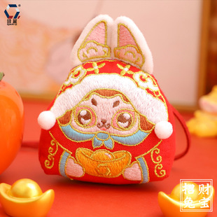 新款中国风兔年香囊刺绣兔儿爷中国风平安祈福香袋立体兔香包摆件
