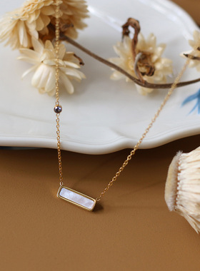 小巧贝壳长条简约OL钛钢锁骨链