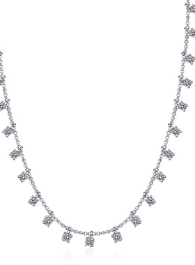 925银满天星莫桑石锁骨链女