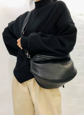 真皮手工头层牛皮马鞍包胸包大容量多隔层肩包斜挎包女款式