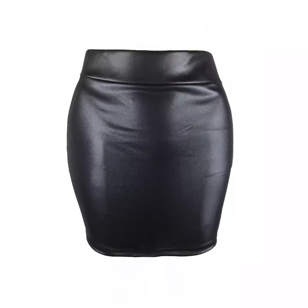 欧美跨境女装外贸仿皮PU半身裙亚光腰包臀修身迷你性感短裙