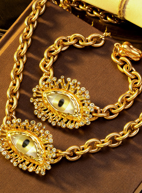 中古vintage项链欧美恶魔之眼复古文艺时尚现实主义轻奢手链套装