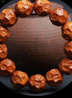 文玩稀有精品橄榄核手串无相陨石坑近实心料纯手工刻核文玩女手