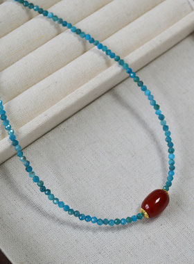 小众复古文艺项链红玛瑙女