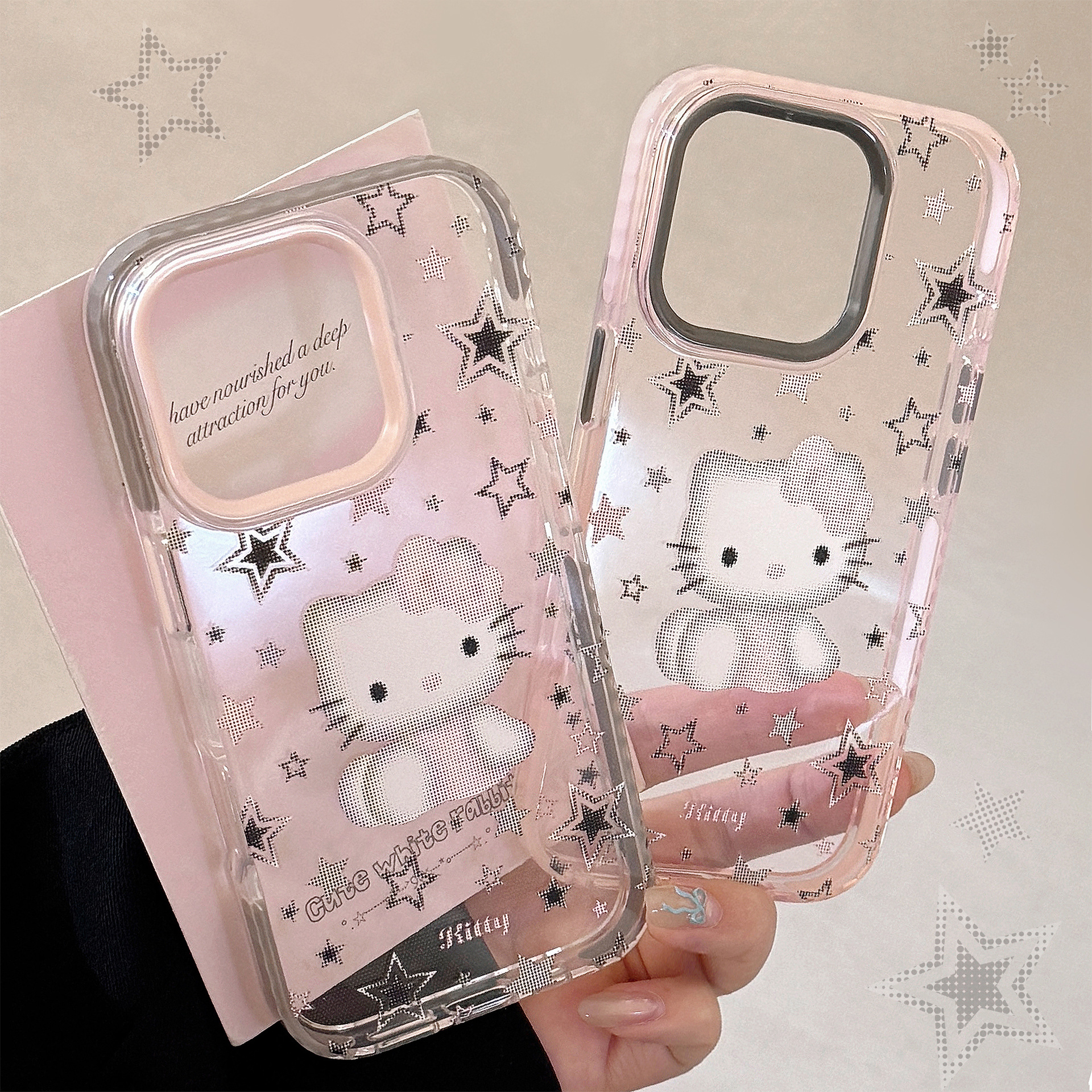 卡通猫咪iPhone16苹果15手机壳适用14promax撞色边框13甜酷11软可爱12保护套趣味