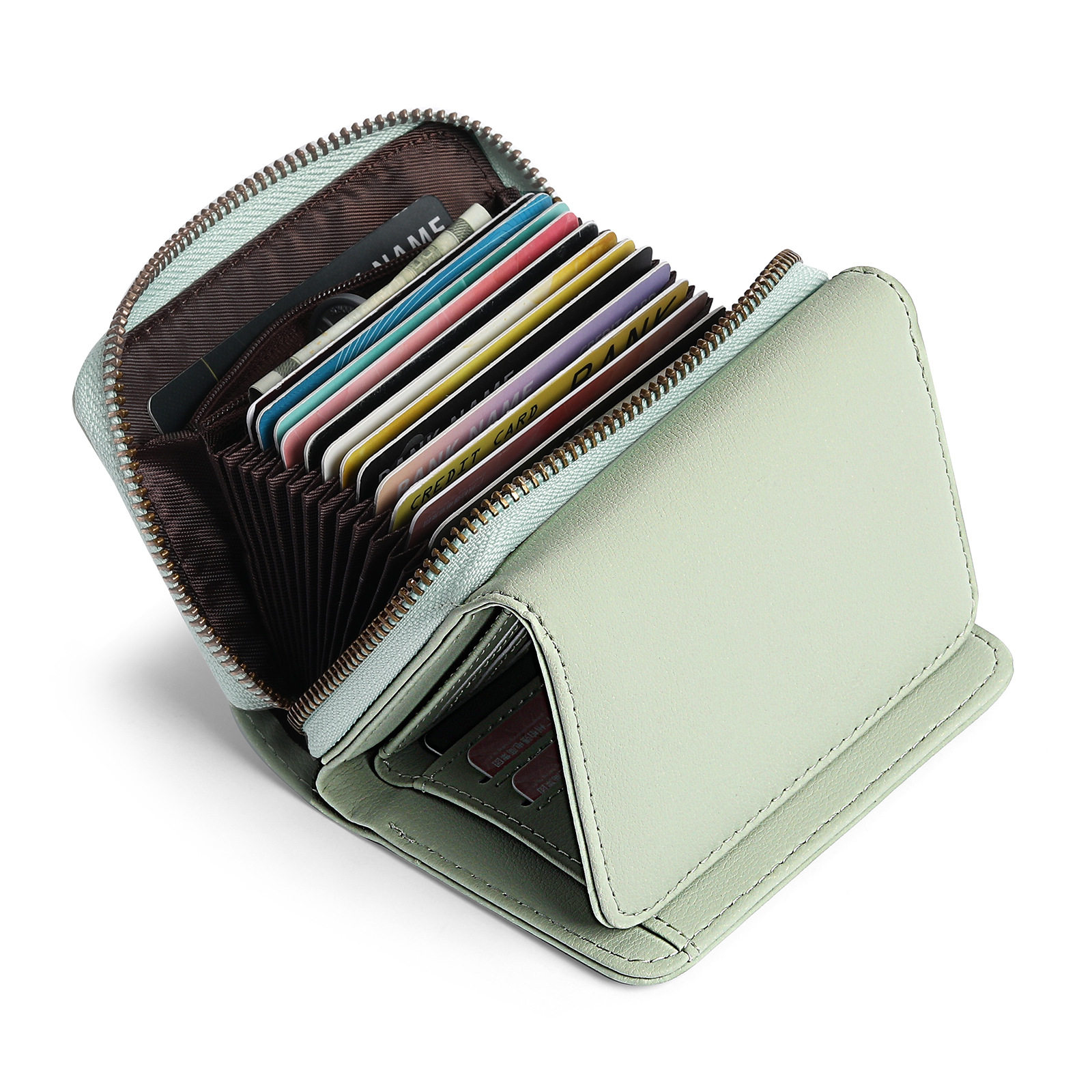 GAEKEAO新款女士短款钱包三折软皮钱夹欧美风多功能甜美拉链卡包