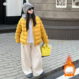 女童夹棉加厚排骨棉服2025年冬季新款休闲保暖棉衣中大童短款外套，童装棉衣，祺儿童装