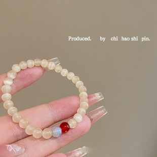 清冷感猫眼石串珠手链小众轻奢气质级感时尚简约颜值百搭手饰