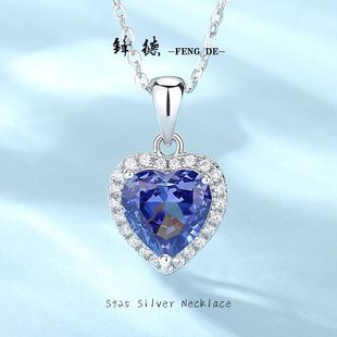 钻石之乡商丘钻石永恒之心项链纯银S925锁骨链吊坠情人节礼物