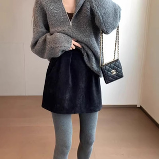 冬 锭制麂皮纹理锁温保暖小A花苞廓形短裙裙裤 M1U式 千金范