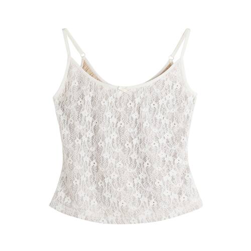 双层蕾丝背心吊带收腰显瘦蝴蝶结