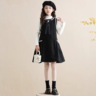 女童小香风套装新款背心裙子洋气冬装大童女孩连衣裙秋冬儿童冬季