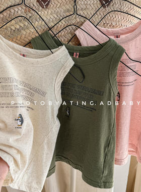 17th second儿童无袖T恤背心夏季韩版女童柔软打底衫宝宝弹力上衣
