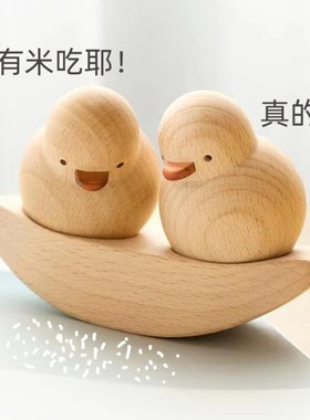 创意情侣摆件公室桌面原木风木质小鸭子 友谊的小船装饰礼品