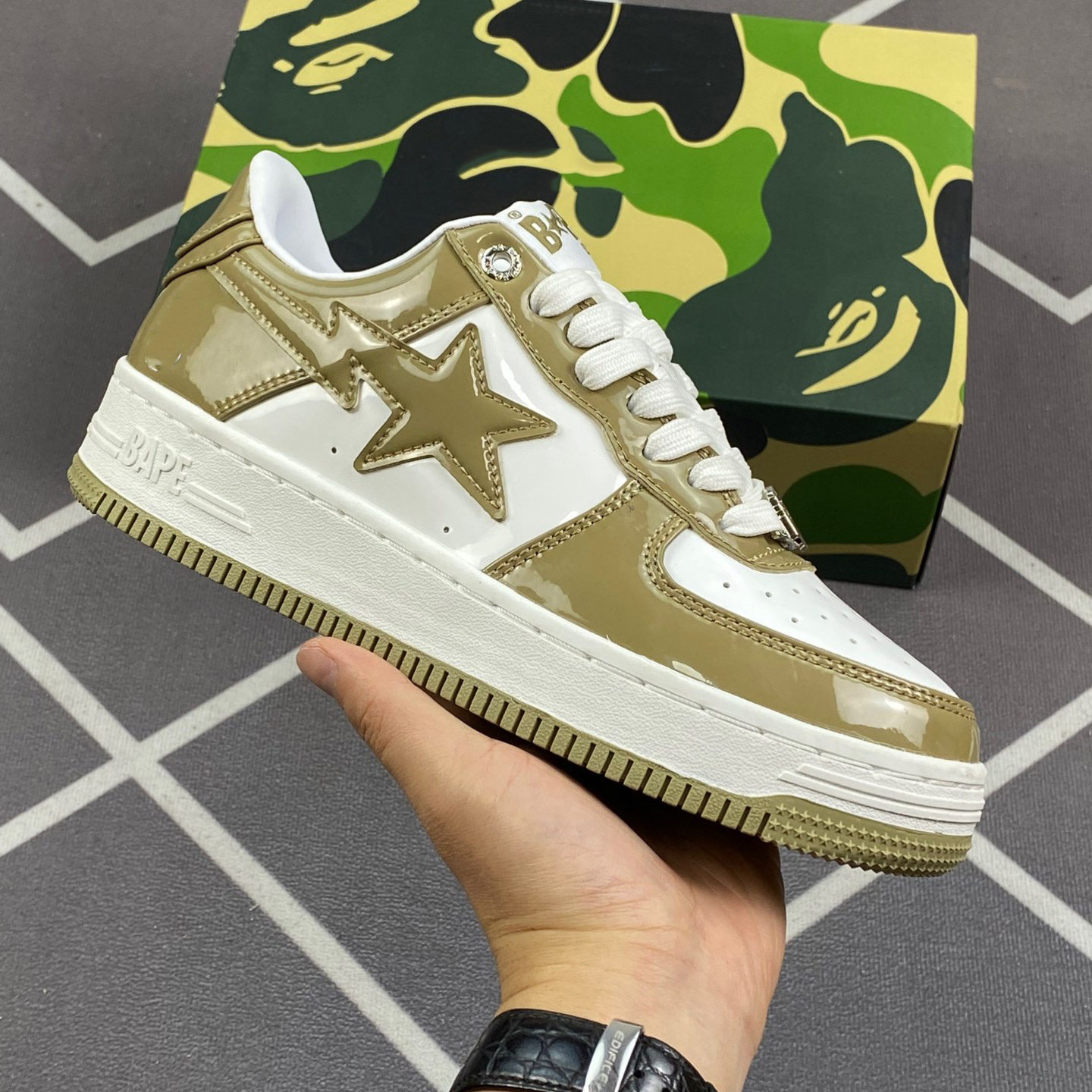 Putian Cross-Border Bapegoose Sta Camouflage Street Fashion Vibe Couple Shoes Breathable Leather Shoes for Men and Women foto 2