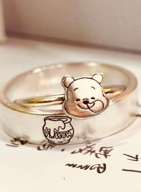 可爱噗噗熊情侣戒指蜜指环