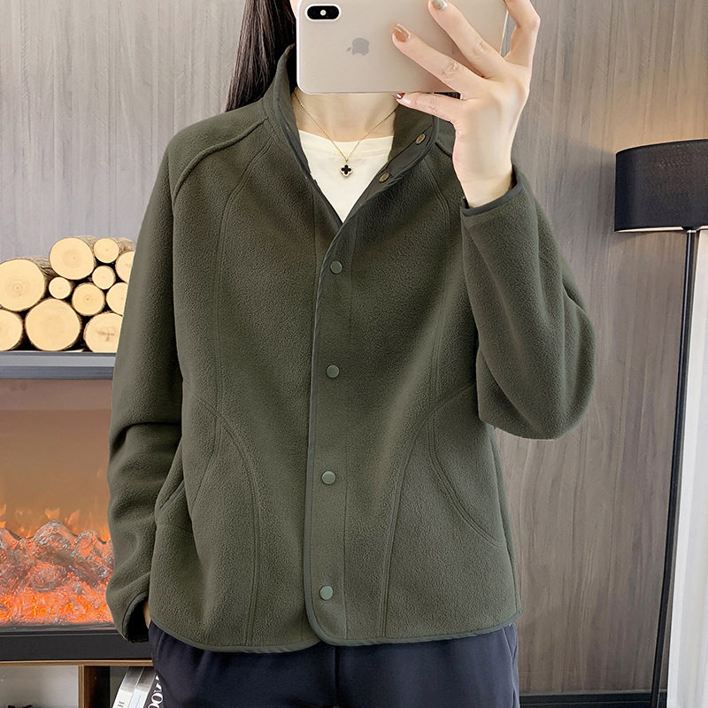 中老年秋冬外套女新款宽松大码摇粒绒休闲抓绒衣内胆防风开衫外套