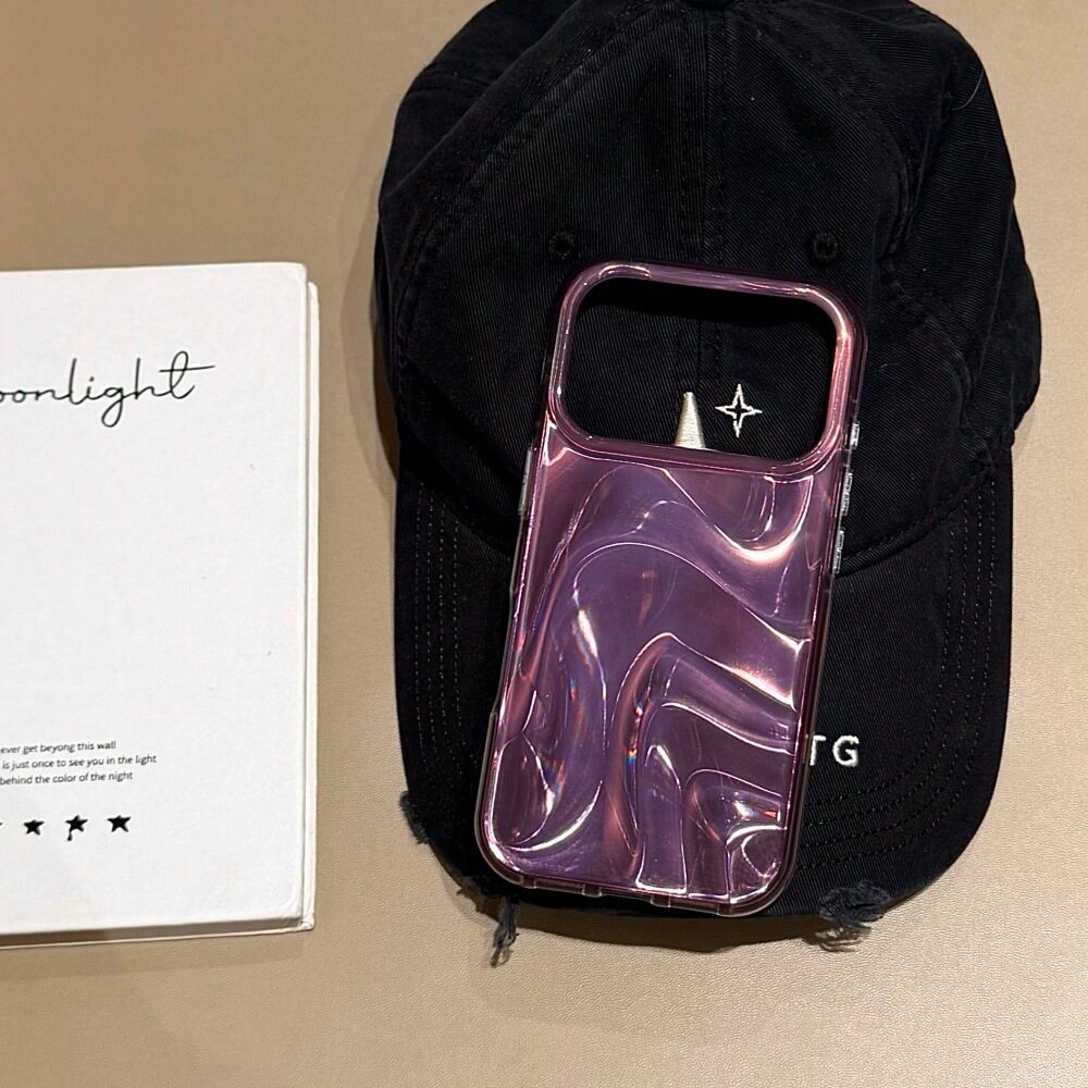 深紫色绸缎纹手机壳适用苹果18PROMAX个性纯色壳iPhone17/16防摔