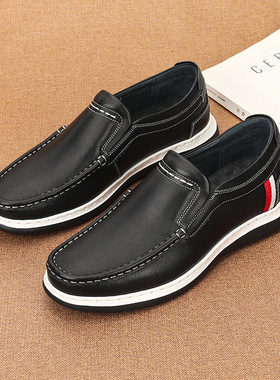 新款头层牛皮真皮士休闲鞋时尚潮套脚舒适透气四季鞋皮鞋
