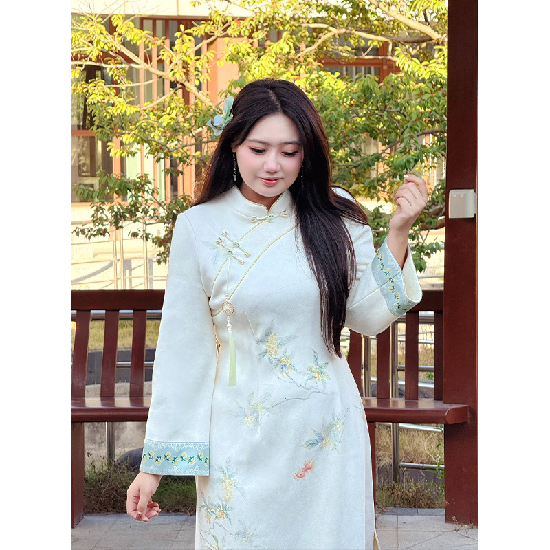 绝美新中式加绒裙年轻款高级旗袍
