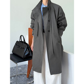 立领修身 时尚 百搭外套 风衣冷淡气质慵懒风衣女大衣中长款 2026新款