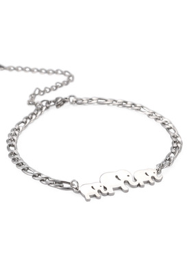 欧美跨境时尚简约时尚钛钢钢色费加罗链加上三只象吊坠不锈钢手链