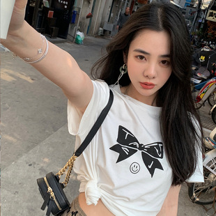 2024打底夏季新款纯棉短袖t恤女宽松大阪复古设计感小众上衣ins潮