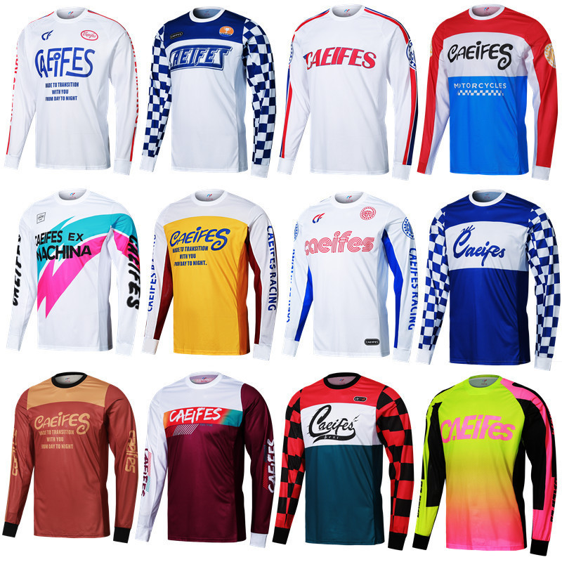 跨境越野赛车服球衣百搭T恤帅气欧美长袖上衣宽松版透气速干成人