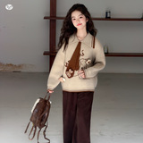 女童2025年冬新款立体玩偶兔子毛衣套装女大童可爱软糯针织衫毛衣，童装毛衣，祺儿童装